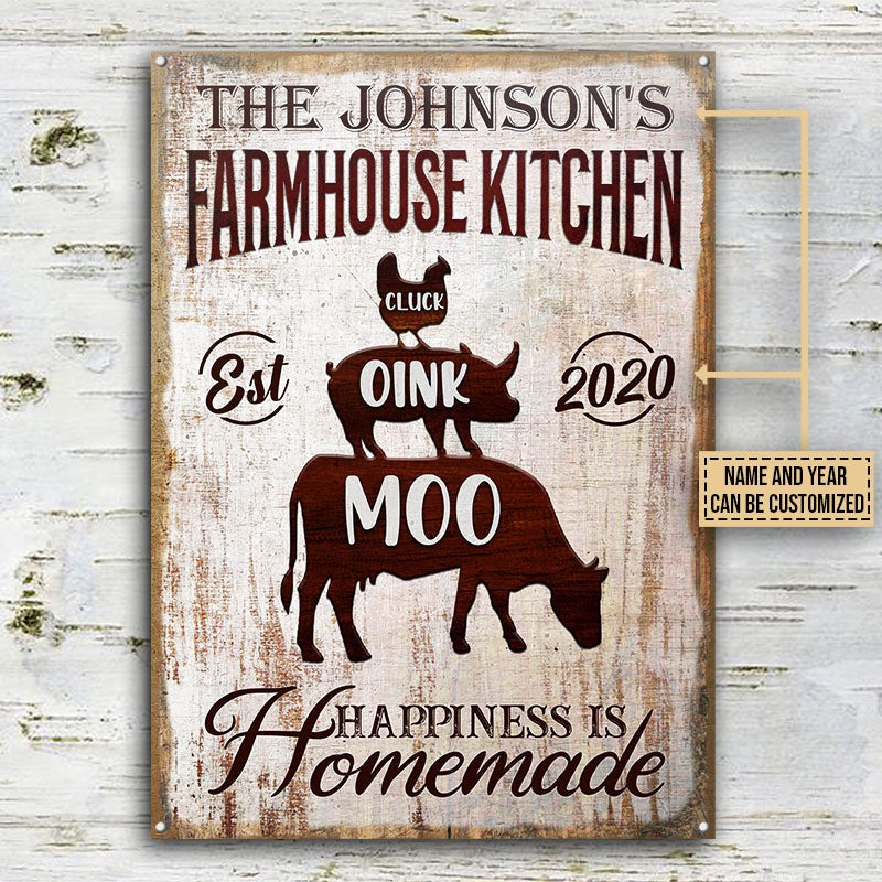 Personalized Farmhouse Kitchen Homemade Customized Classic Metal Signs