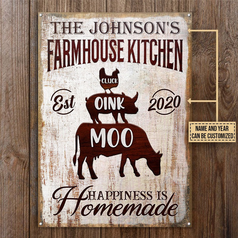 Personalized Farmhouse Kitchen Homemade Customized Classic Metal Signs