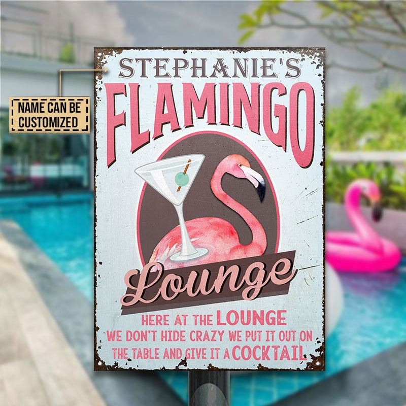 Personalisierte Flamingo Lounge Cocktail Personalisierte klassische Metallschilder