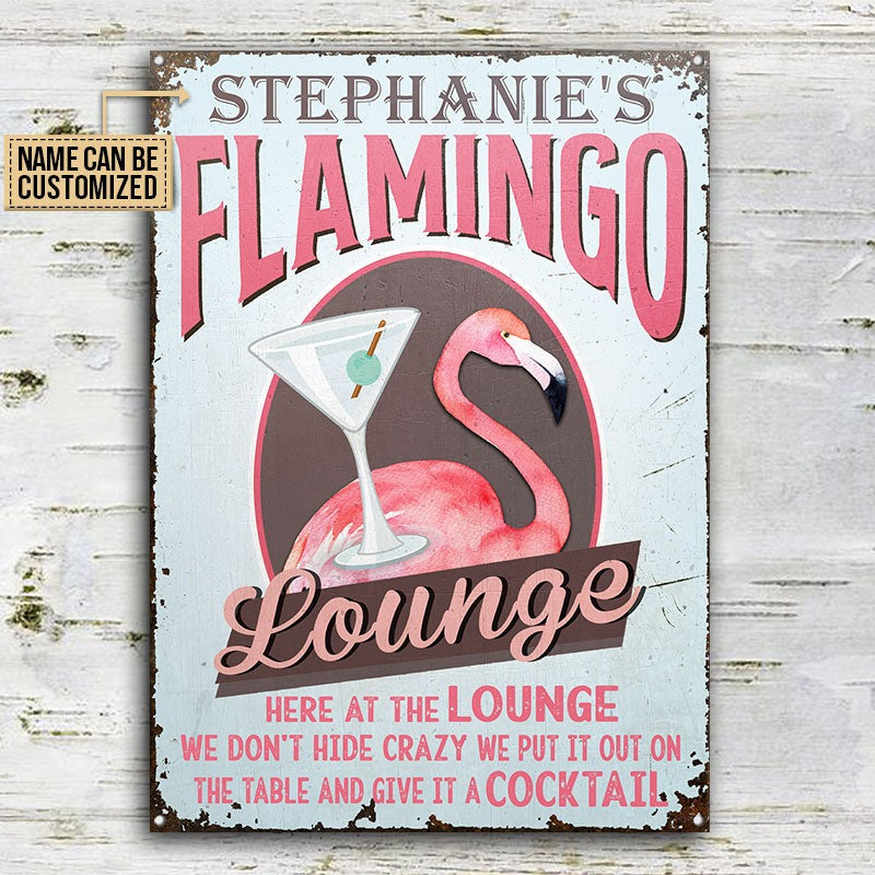 Personalized Flamingo Lounge Cocktail Customized Classic Metal Signs