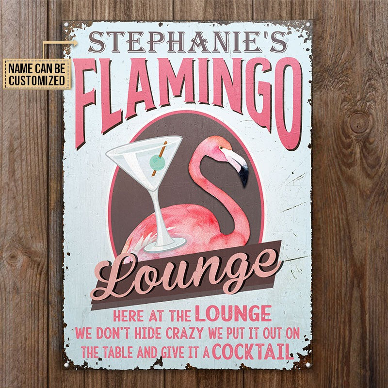 Personalized Flamingo Lounge Cocktail Customized Classic Metal Signs