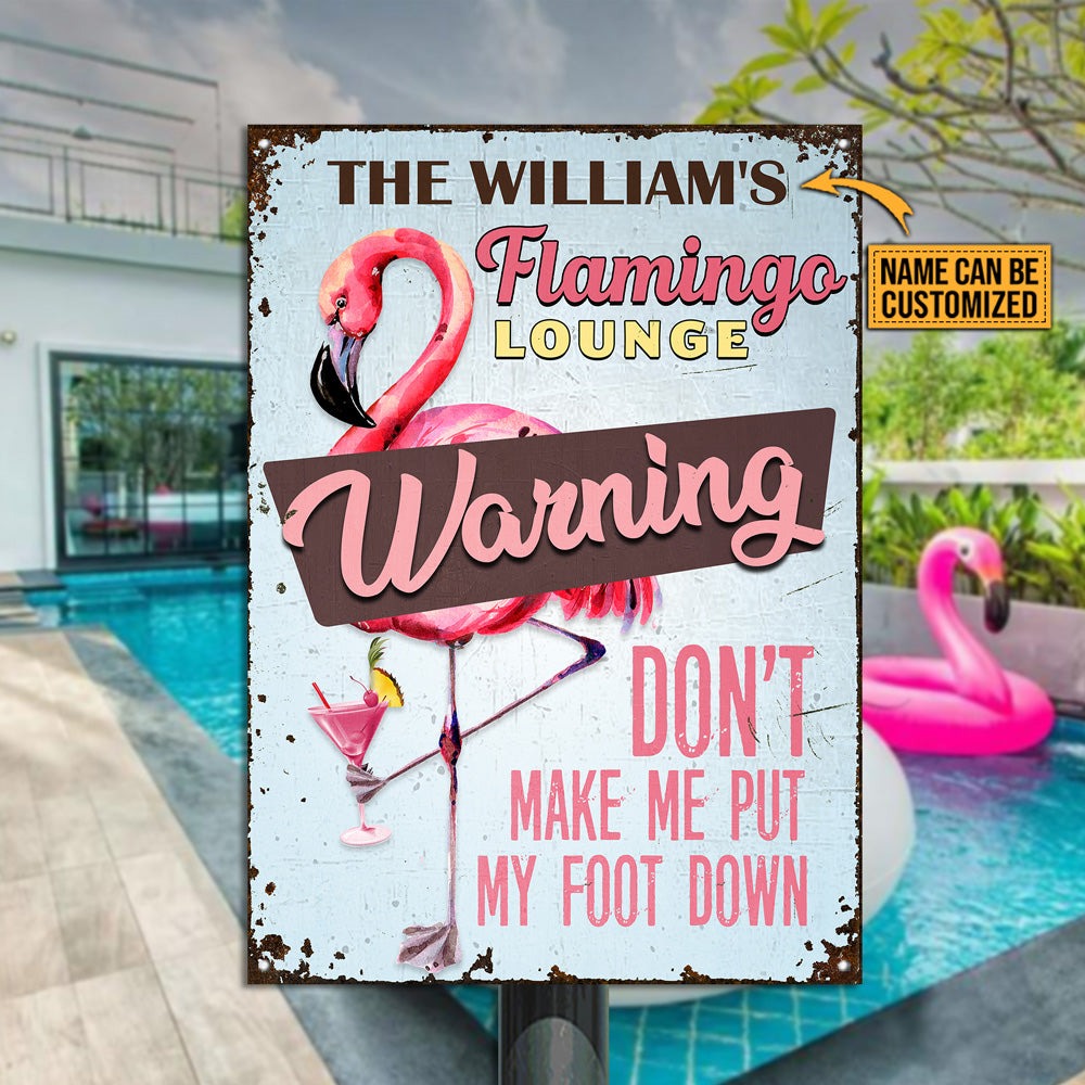 Personalized Flamingo Lounge Foot Down Customized Classic Metal Signs