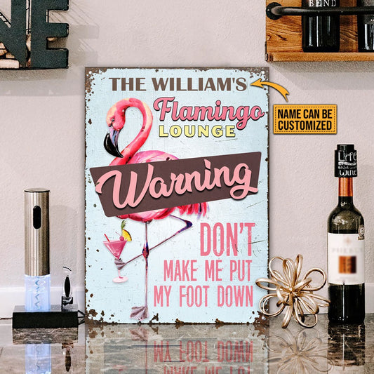 Personalized Flamingo Lounge Foot Down Customized Classic Metal Signs