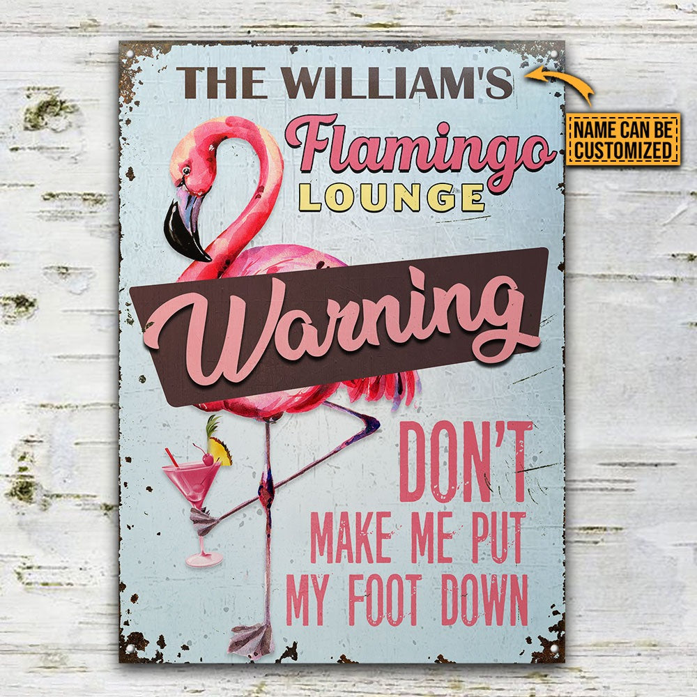 Personalized Flamingo Lounge Foot Down Customized Classic Metal Signs