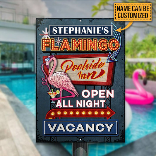 Personalized Flamingo Poolside Inn Customized Classic Metal Signs