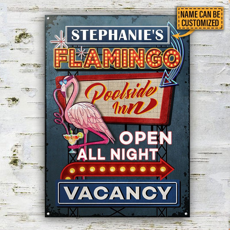 Personalized Flamingo Poolside Inn Customized Classic Metal Signs