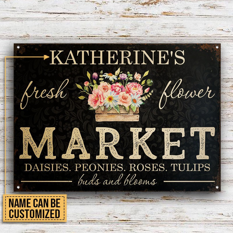 Personalized Floristry Daisies Peonies Roses Tulips Customized Classic Metal Signs