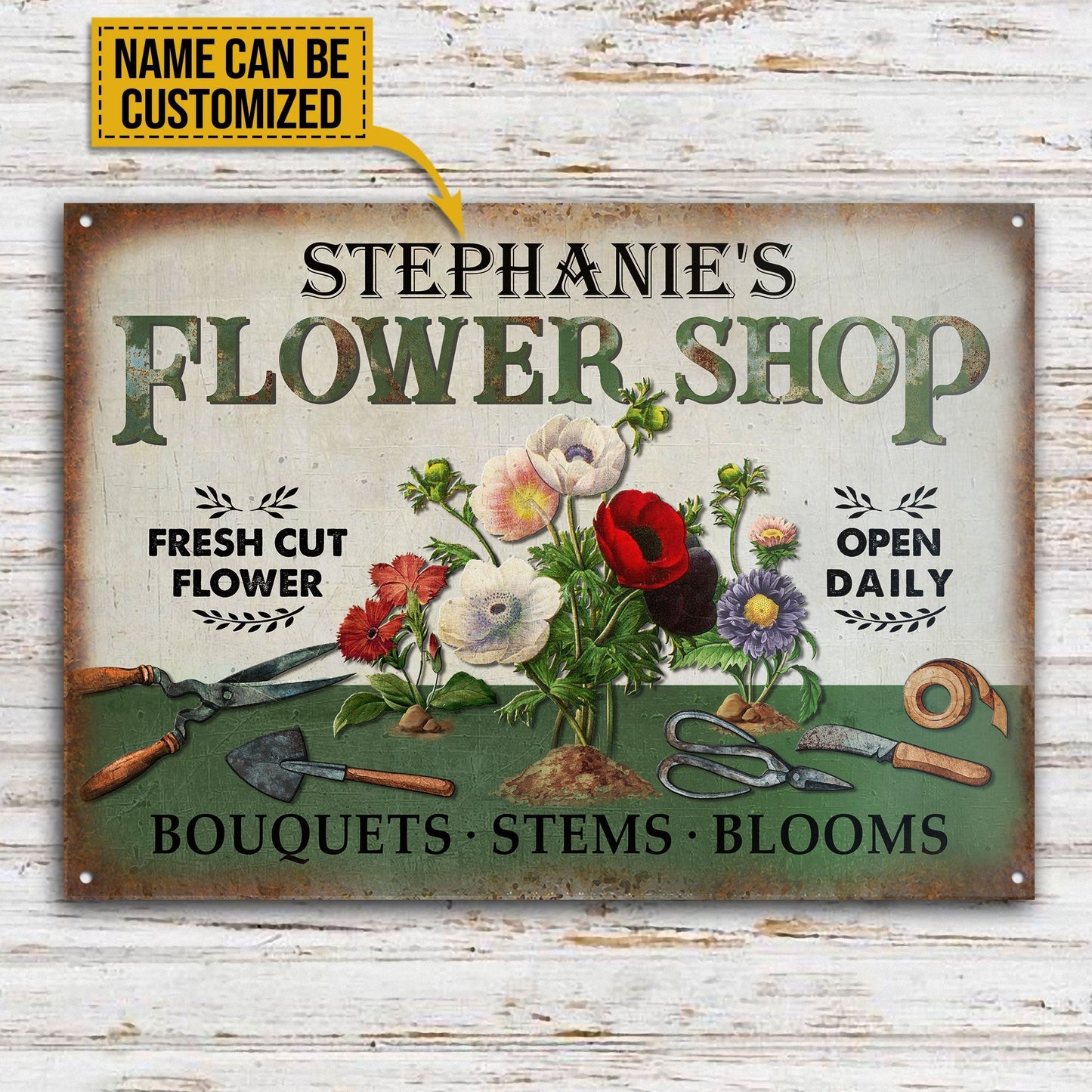 Personalized Floristry Flower Shop Fresh Cut Flowers Customized Classic Metal Signs