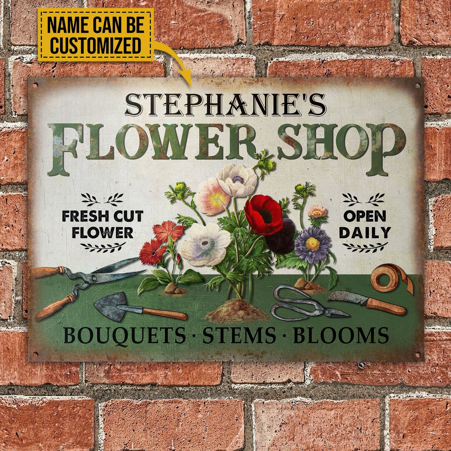 Personalized Floristry Flower Shop Fresh Cut Flowers Customized Classic Metal Signs