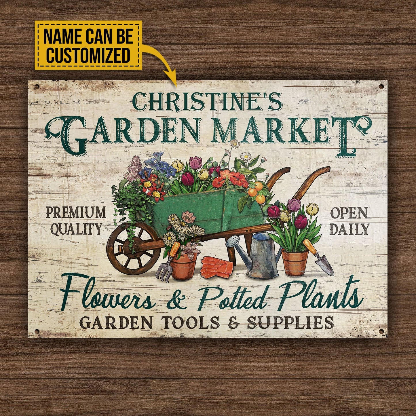 Personalized Garden Market Flowers And Potting Plants Customized Classic Metal Signs