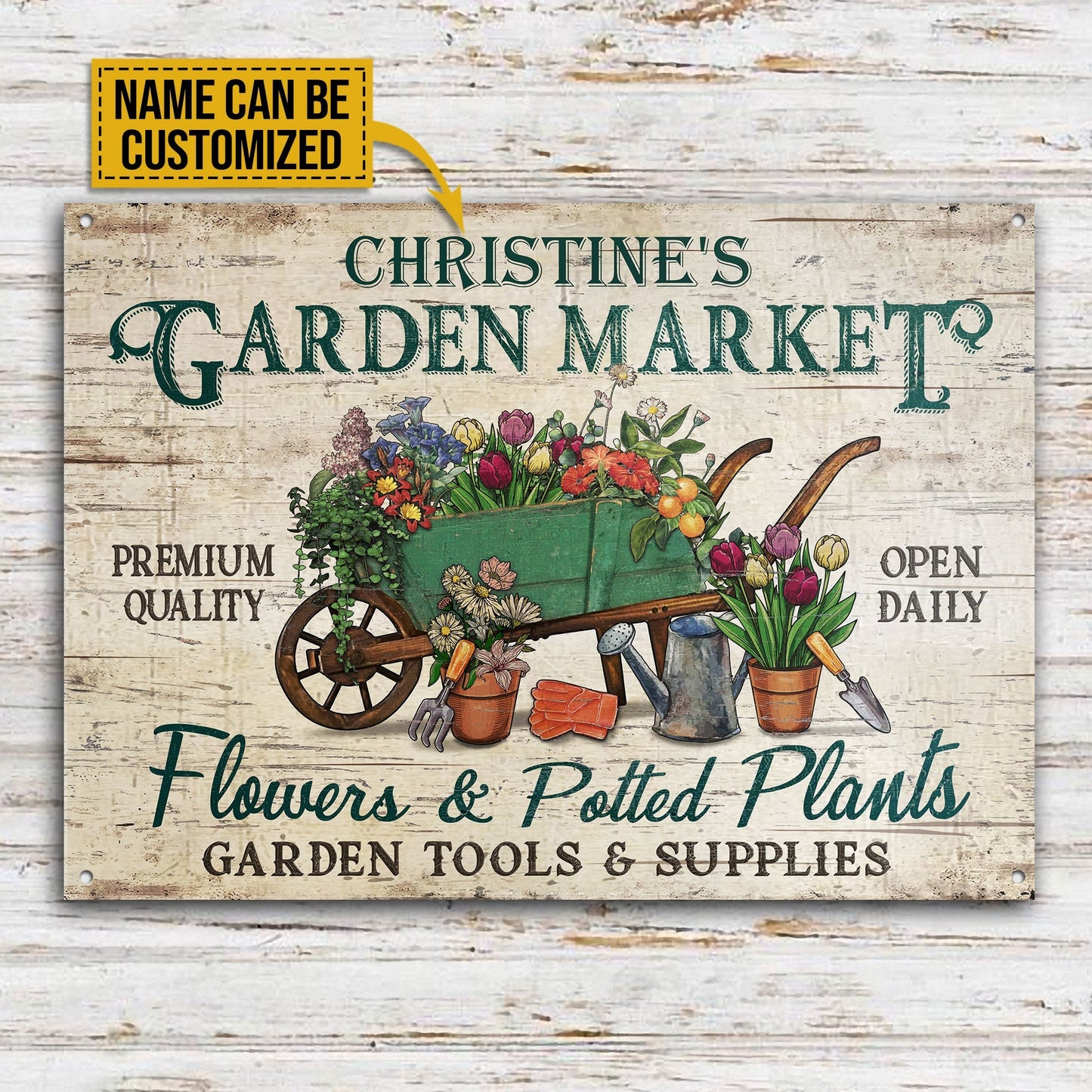 Personalized Garden Market Flowers And Potting Plants Customized Classic Metal Signs