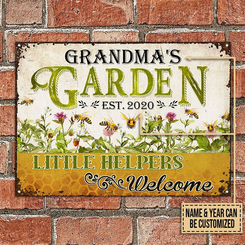 Personalized Gardening Little Helpers Welcome Customized Classic Metal Signs