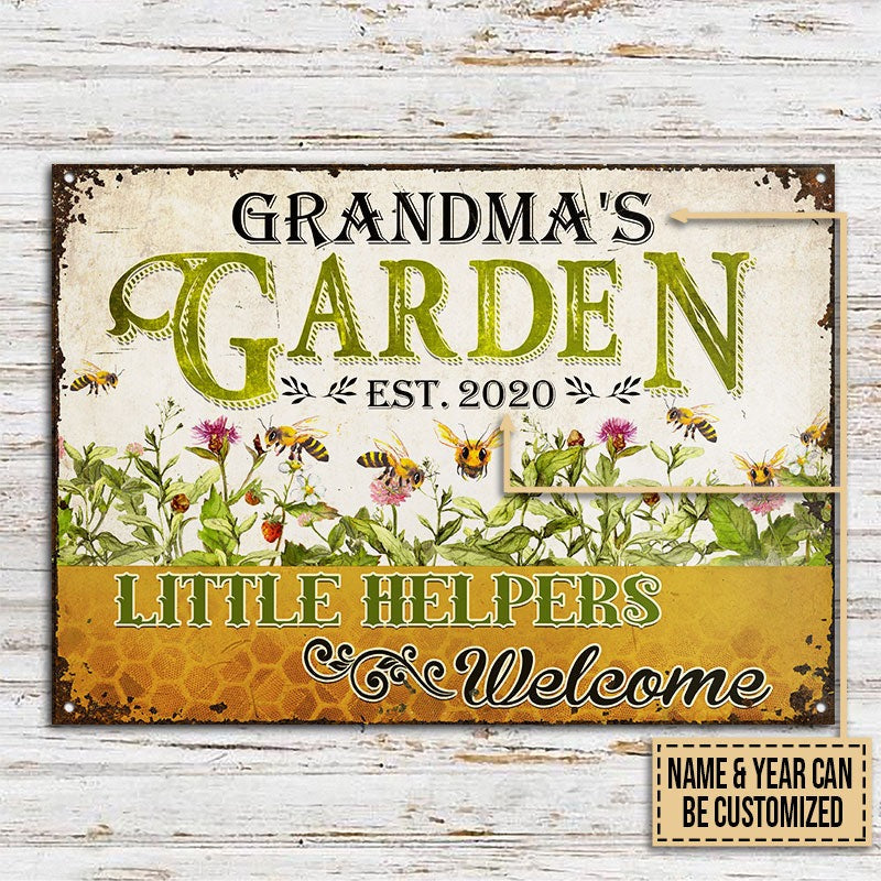 Personalized Gardening Little Helpers Welcome Customized Classic Metal Signs