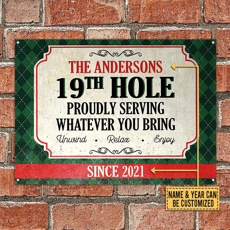 Personalized Golf 19th Hole Serving Customized Classic Metal Signs