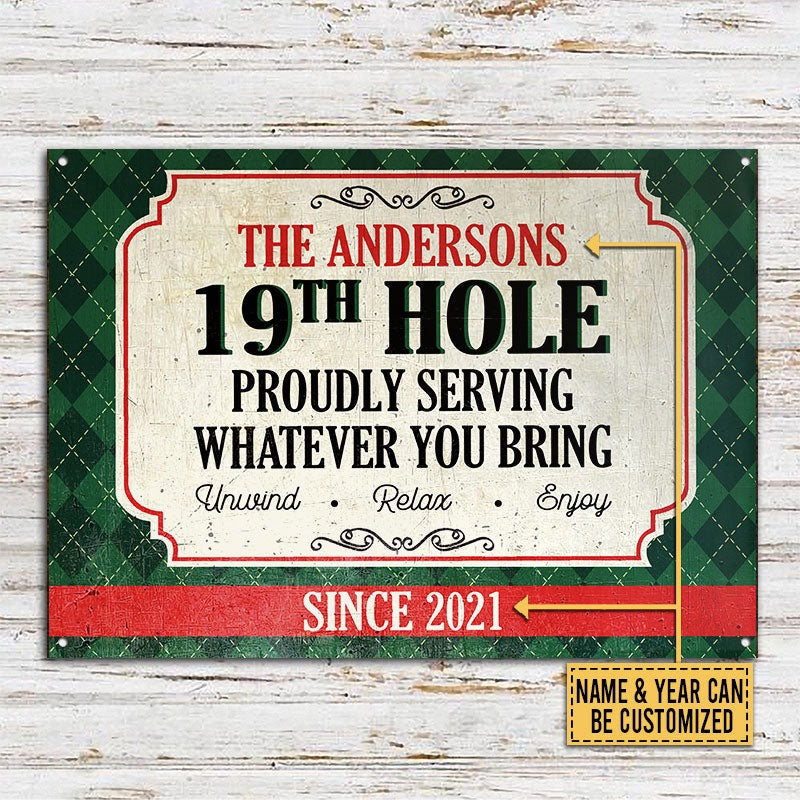 Personalized Golf 19th Hole Serving Customized Classic Metal Signs