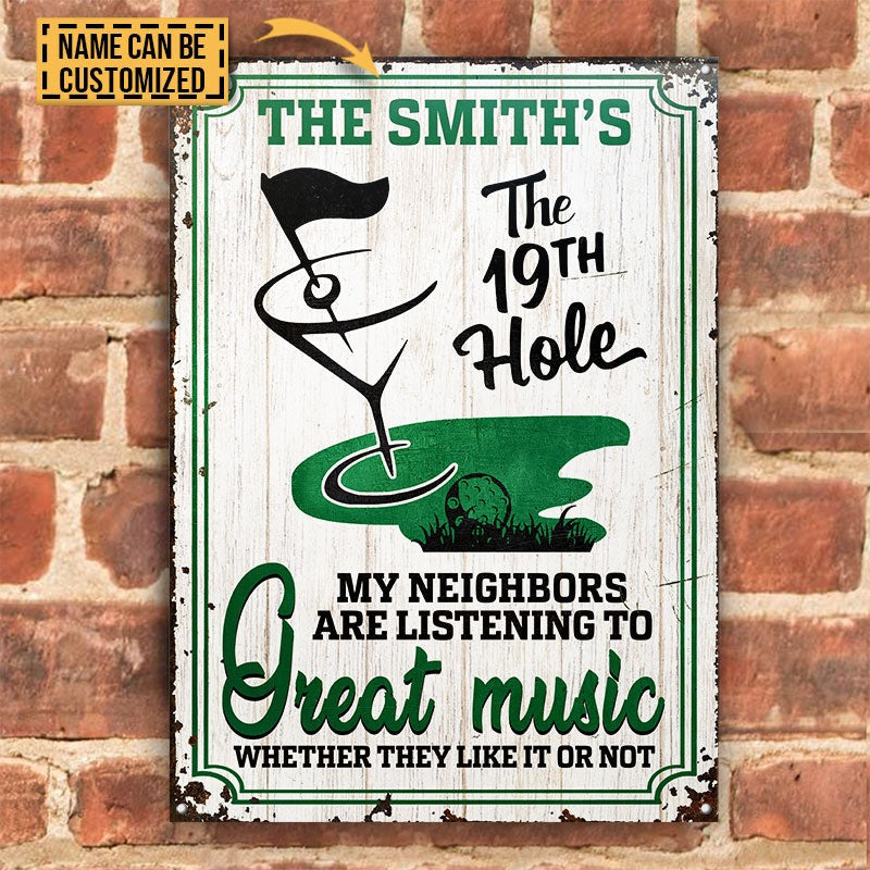Personalized Golf Listening To Great Music Customized Classic Metal Signs