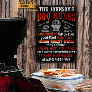 Personalisierte Grillen BBQ Regeln schwarz individuelle klassische Metallschilder