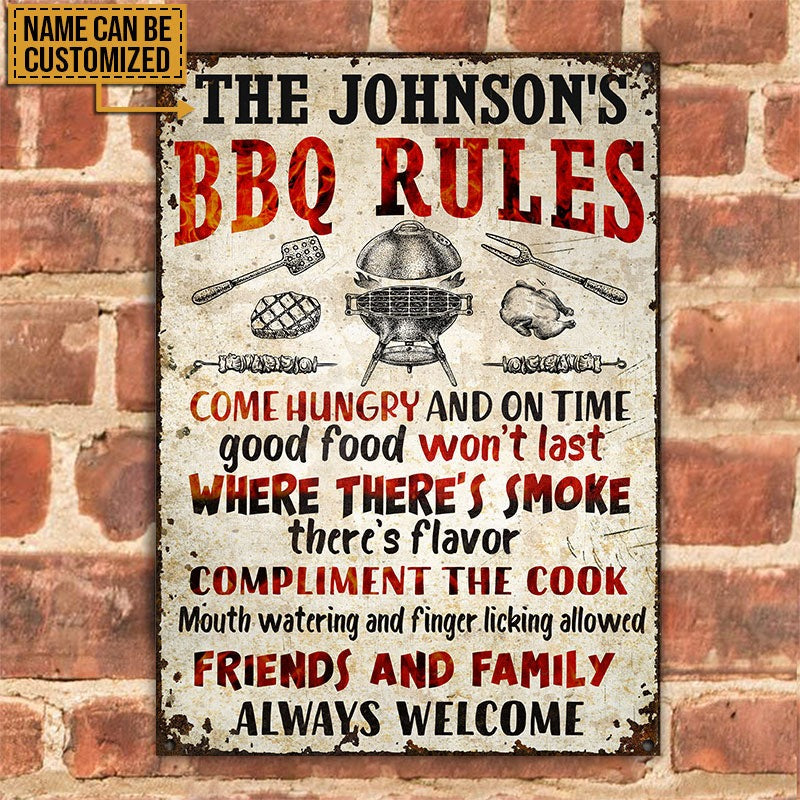 Personalized Grilling BBQ Rules Customized Classic Metal Signs