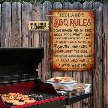 Personalisierte Grillen BBQ Regeln Vintage individuelle klassische Metallschilder