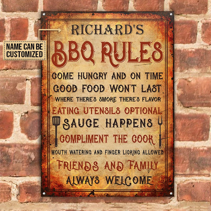 Personalisierte Grillen BBQ Regeln Vintage individuelle klassische Metallschilder