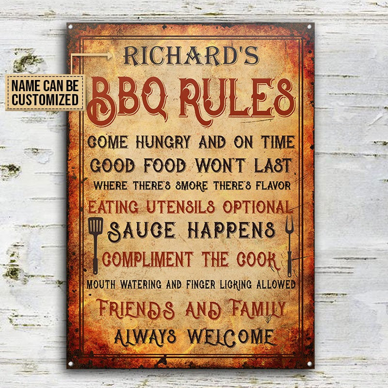 Personalisierte Grillen BBQ Regeln Vintage individuelle klassische Metallschilder