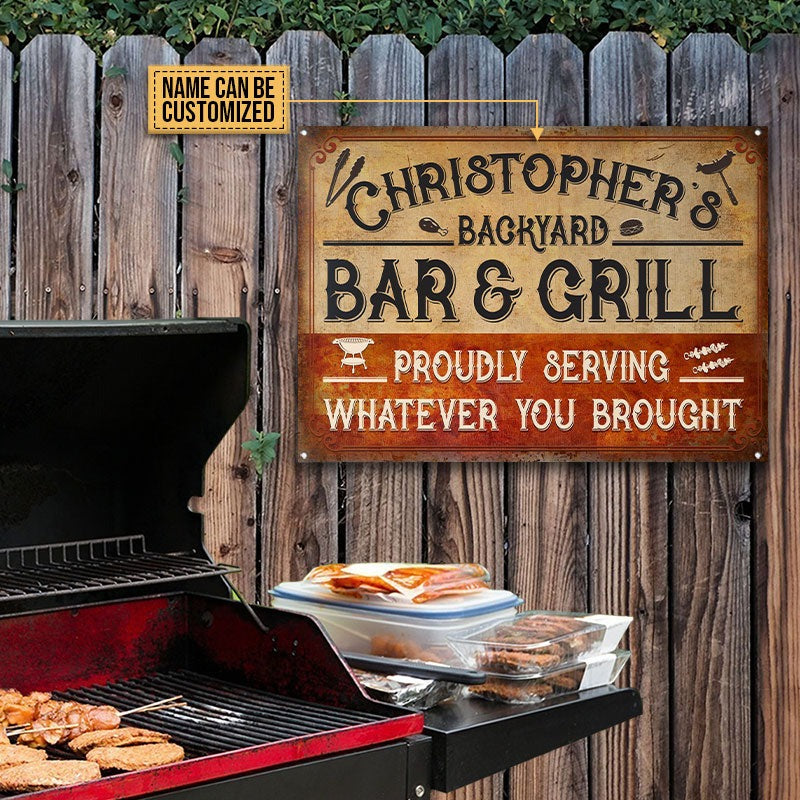 Personalisierte Grilling Bar &amp; Grill Individuelle klassische Metallschilder