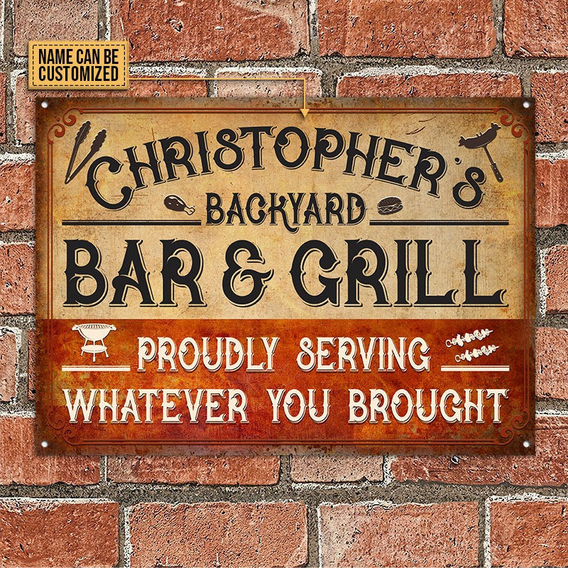 Personalized Grilling Bar & Grill Customized Classic Metal Signs