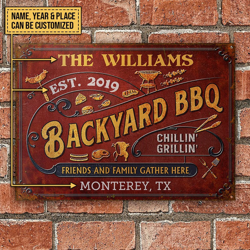 Personalized Grilling Friends & Family Customized Metal Signs