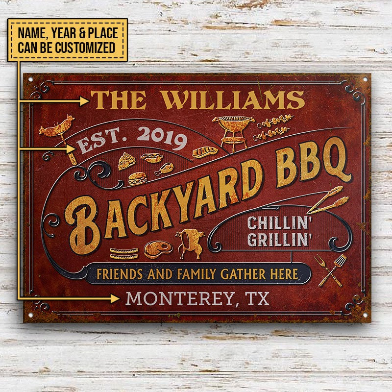 Personalized Grilling Friends & Family Customized Metal Signs