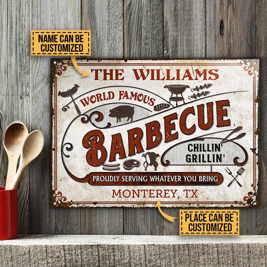 Personalized Grilling World Famous BBQ Customized Classic Metal Signs