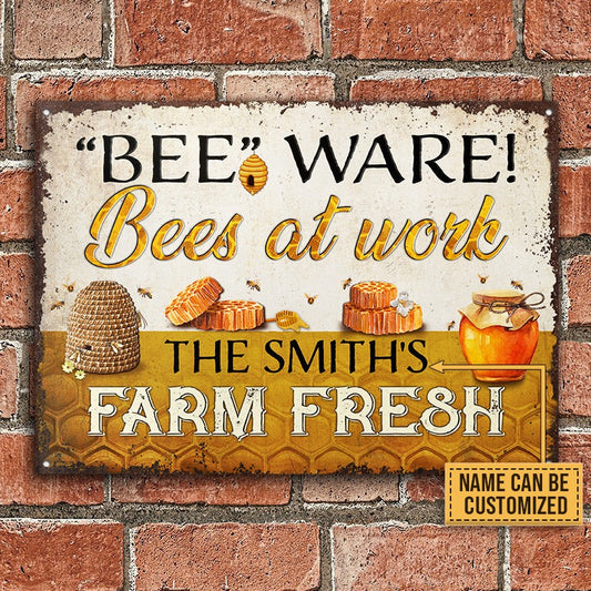 Personalized Honey Bee Bees At Work Custom Classic Metal Signs