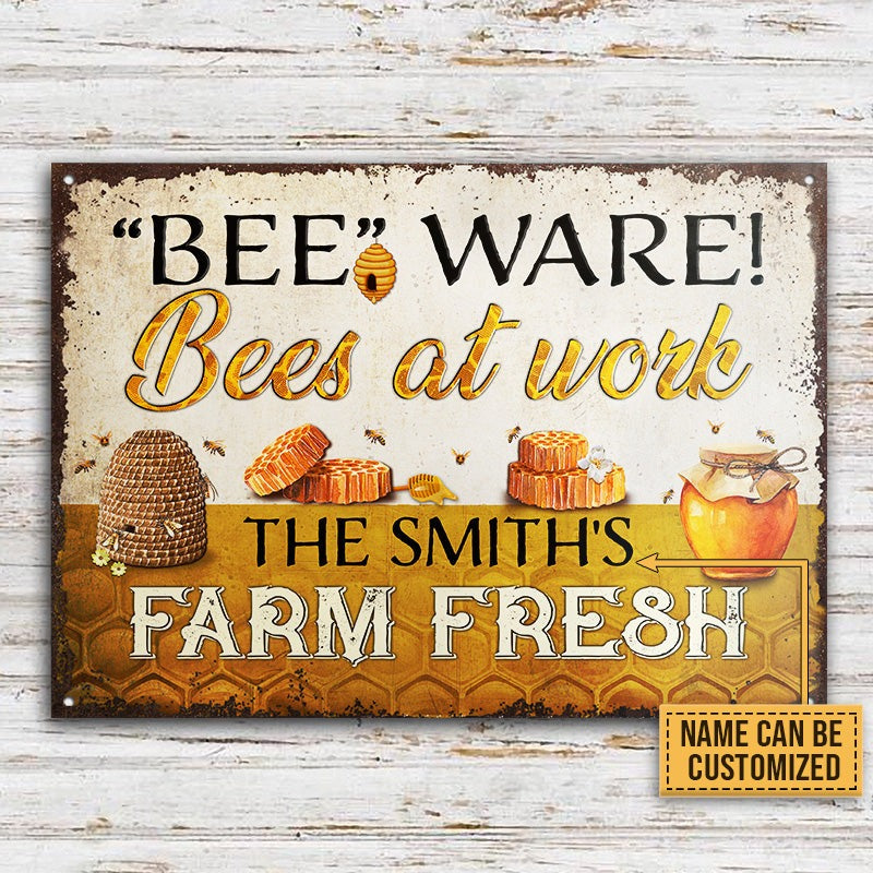 Personalized Honey Bee Bees At Work Custom Classic Metal Signs