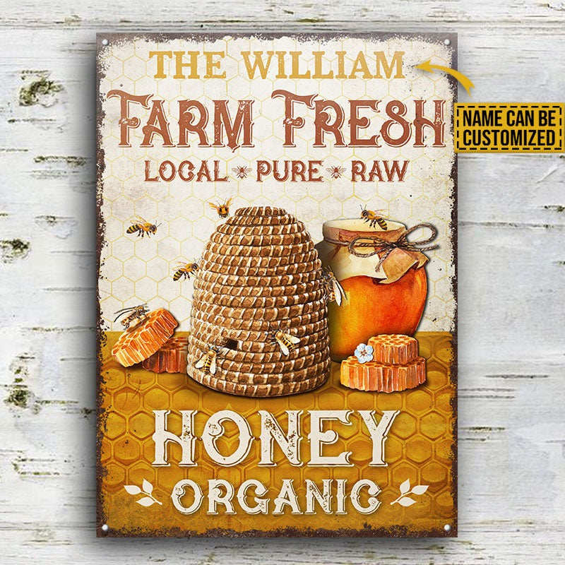 Personalized Honey Bee Farm Fresh Customized Classic Metal Signs