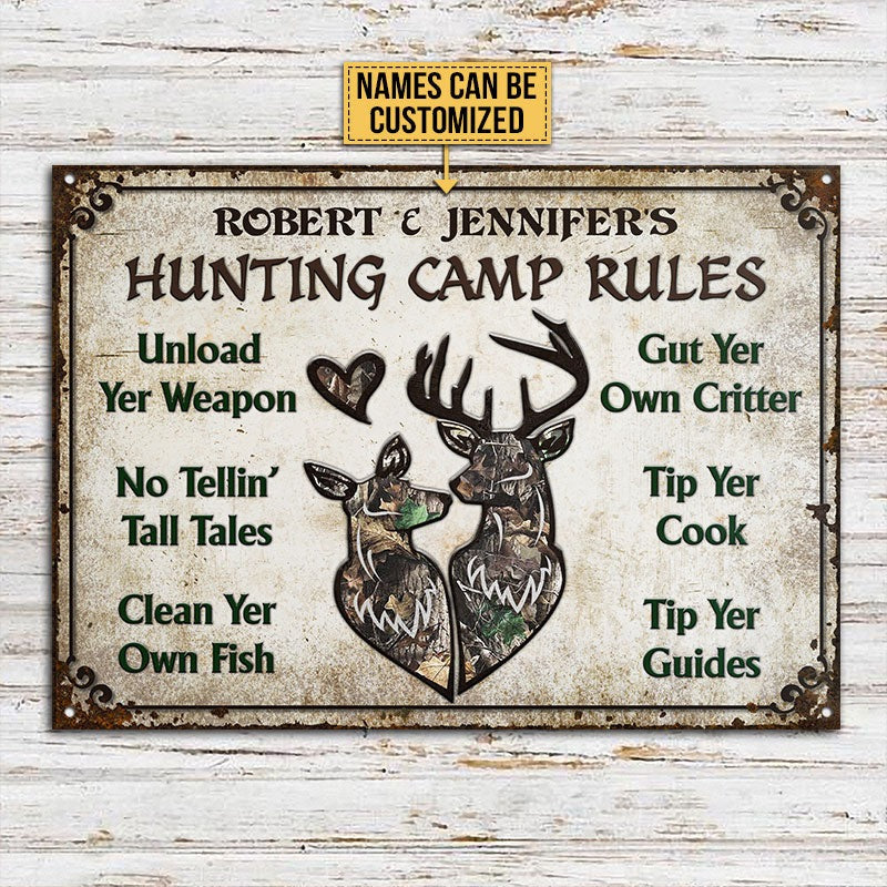 Personalized Hunting Rule Deer Camo Custom Classic Metal Signs