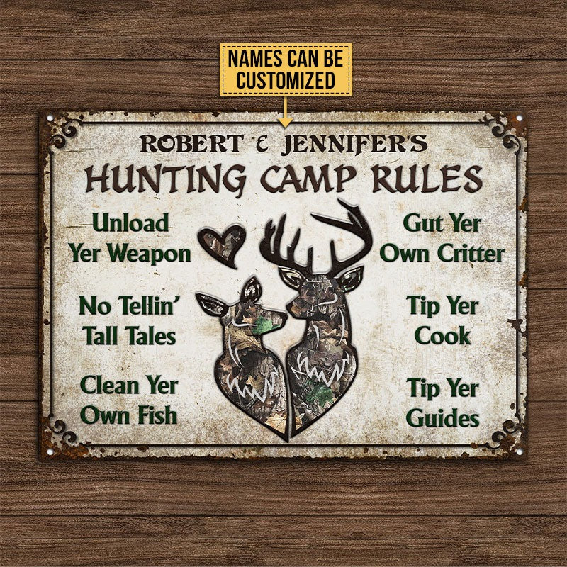 Personalized Hunting Rule Deer Camo Custom Classic Metal Signs