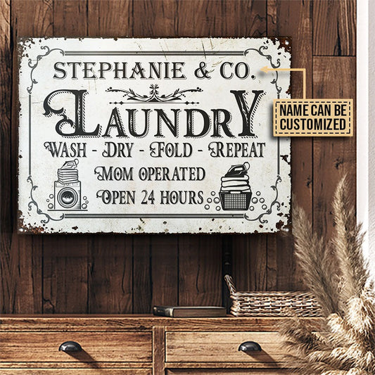 Personalized Laundry Room Mom Operated Customized Classic Metal Signs