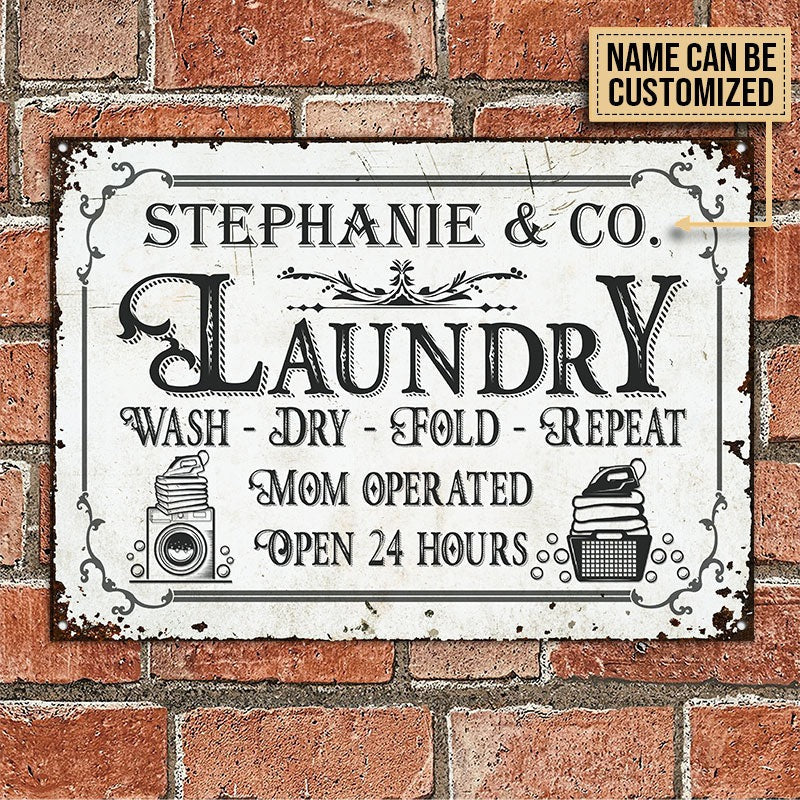 Personalized Laundry Room Mom Operated Customized Classic Metal Signs