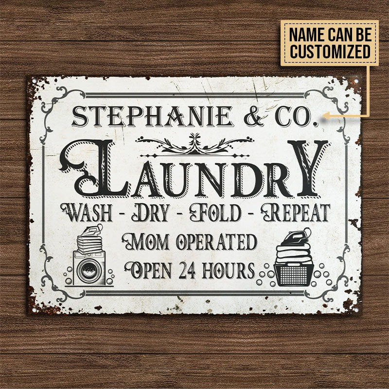 Personalized Laundry Room Mom Operated Customized Classic Metal Signs