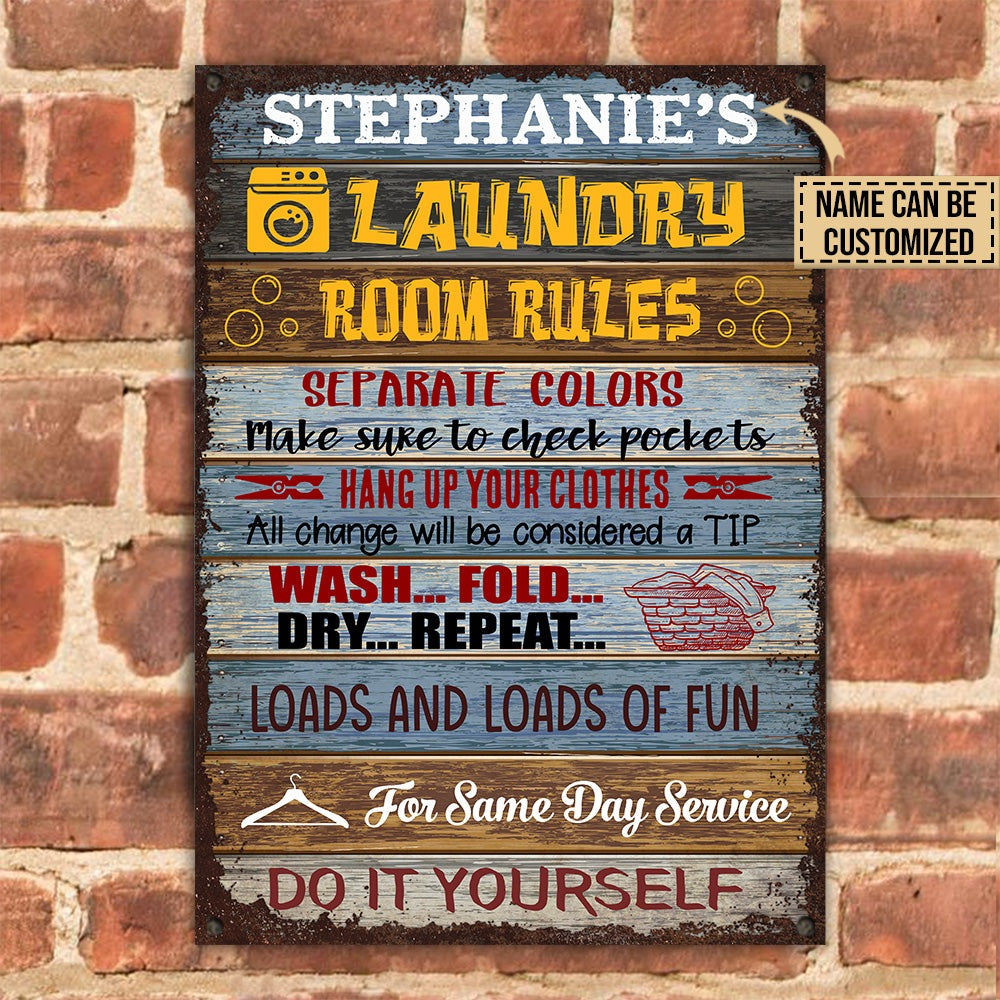 Personalized Laundry Room Rules Customized Classic Metal Signs ...