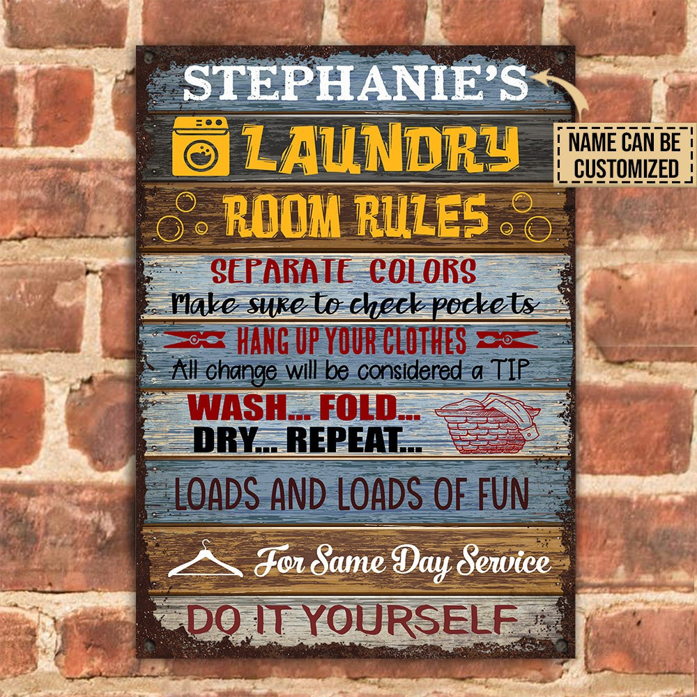 Personalized Laundry Room Rules Customized Classic Metal Signs