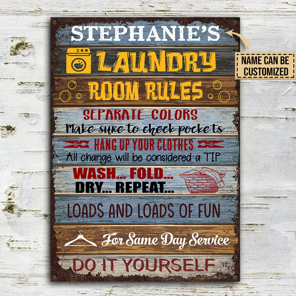 Personalized Laundry Room Rules Customized Classic Metal Signs