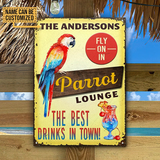 Personalized Parrot Lounge Fly On In Customized Classic Metal Signs