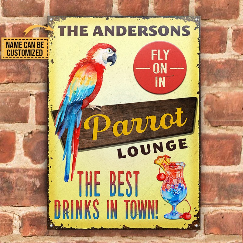 Personalized Parrot Lounge Fly On In Customized Classic Metal Signs