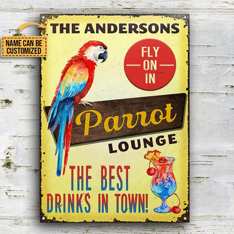 Personalized Parrot Lounge Fly On In Customized Classic Metal Signs