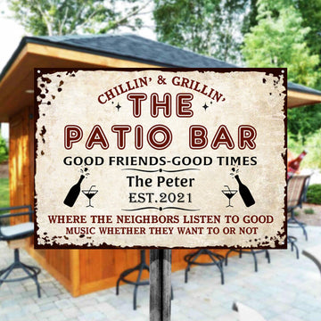 Personalized Patio Bar Grilling Red Listen To The Good Music Custom Classic Metal Signs