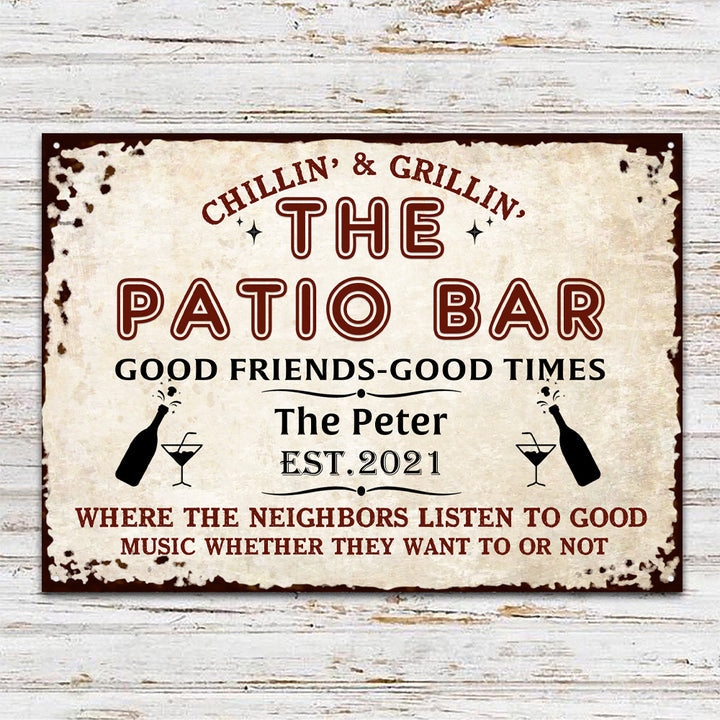 Personalized Patio Bar Grilling Red Listen To The Good Music Custom Classic Metal Signs