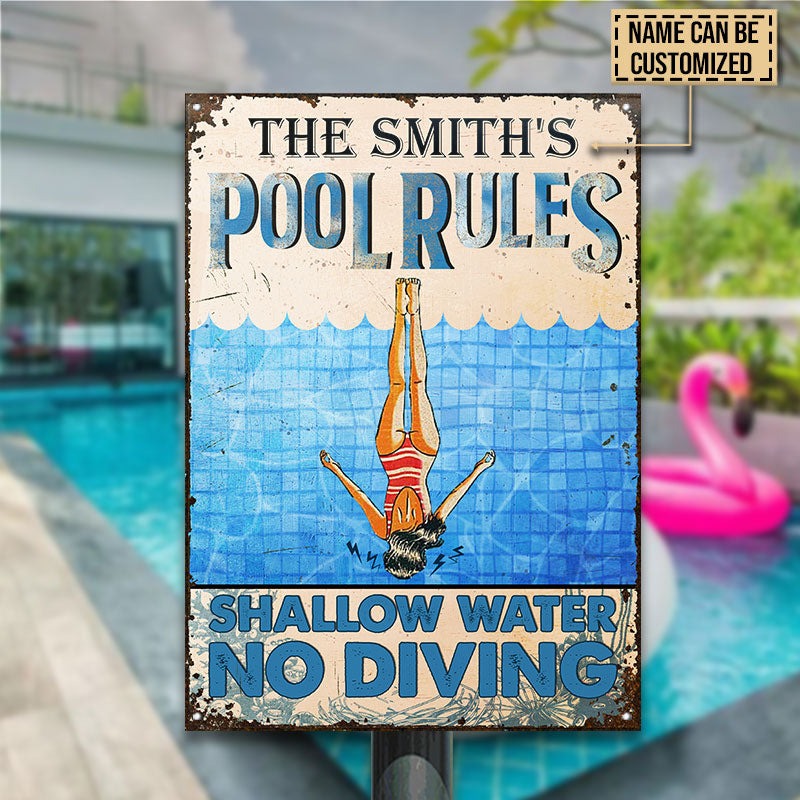 Personalized Pool Rules Customized Classic Metal Signs