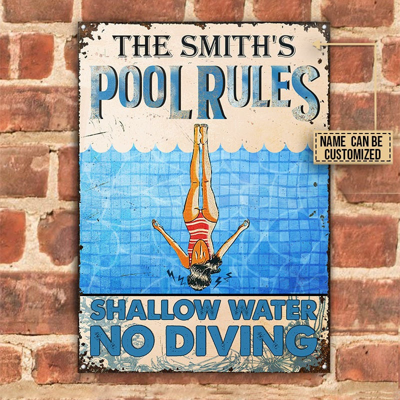 Personalized Pool Rules Customized Classic Metal Signs