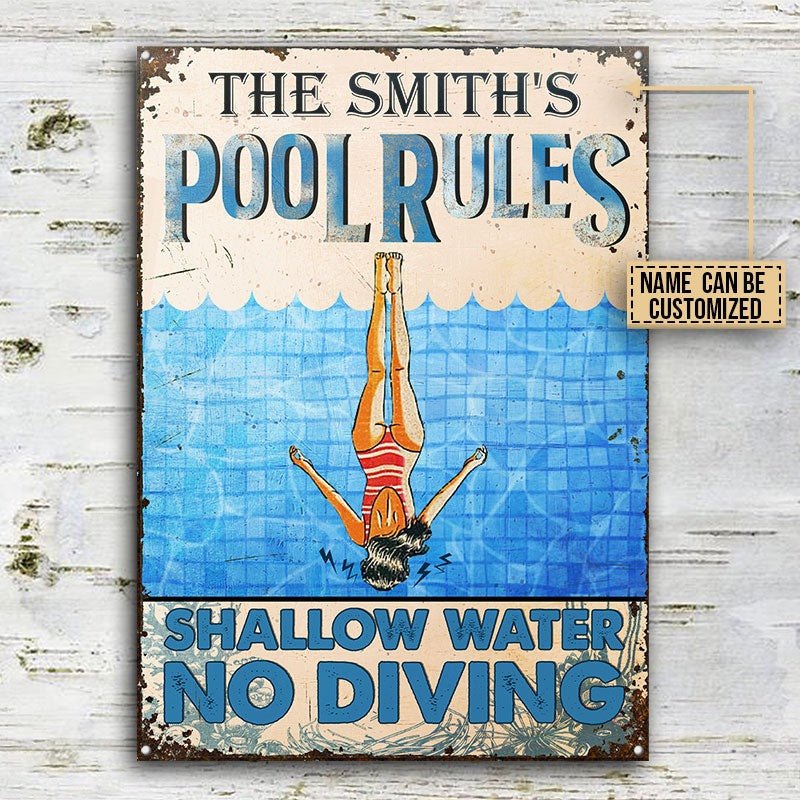 Personalized Pool Rules Customized Classic Metal Signs