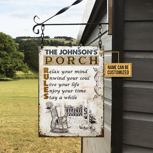 Personalized Porch Rules Relax Unwind Customized Classic Metal Signs